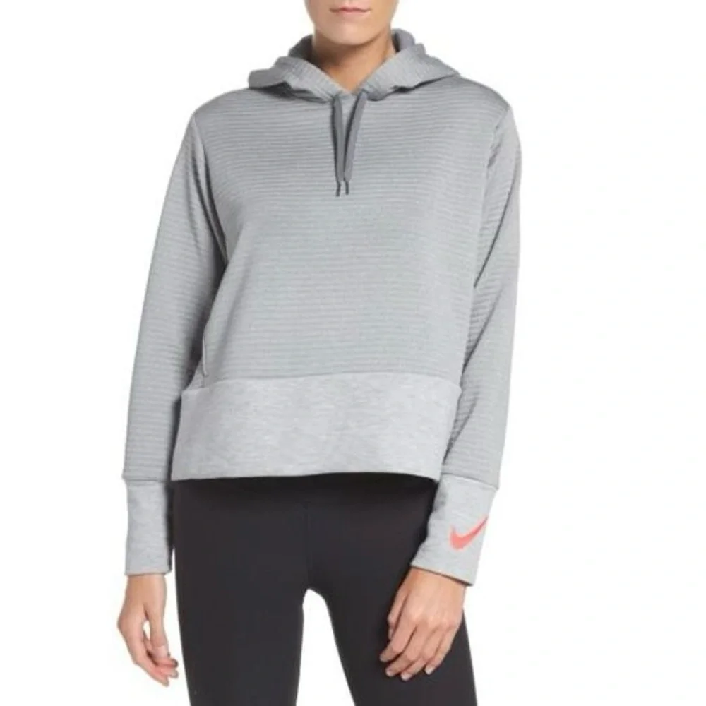 Nike Dri Fit Women's Ribbed Training Crop Hoodie Sweatshirt Medium